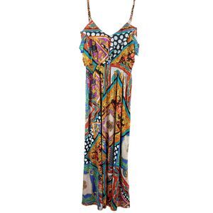 Lennie For Nina Leonard Colorful  Multicolor Dress Sleeveless Sz Large Bold Maxi